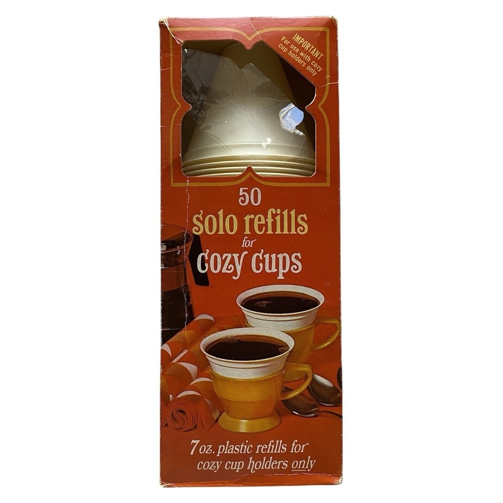 Solo Cozy Cups - 50 7oz Plastic Cup Refills - Vintage Retro New In Box 1970s‎
